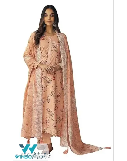 DRAVINAM Trends Women's Unstitched Digital Print Fancy Embroidered Pure Cambric Cotton Salwar Suit  Material with Digital Printed Pure Viscose Mal Mal Cotton Dupatta