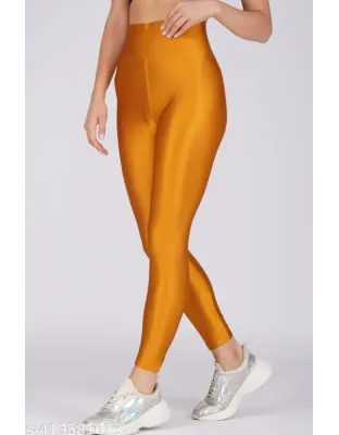 Piftif Women's High-Rise Shiny Leggings: Stretchable, Glittery Black Yoga & Workout Pants (Pack of 1)